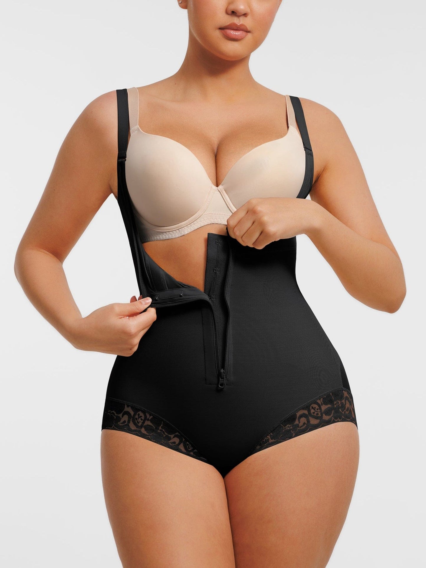 Bust-Lifting Lace Shapewear with Zipper
