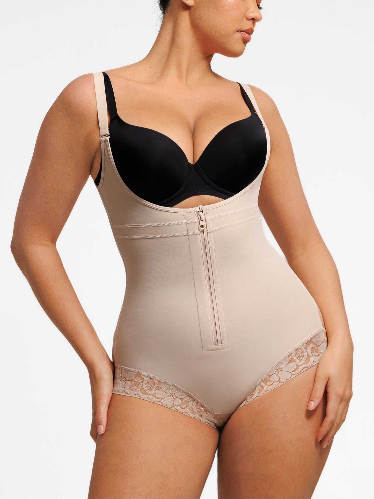 Bust-Lifting Lace Shapewear with Zipper