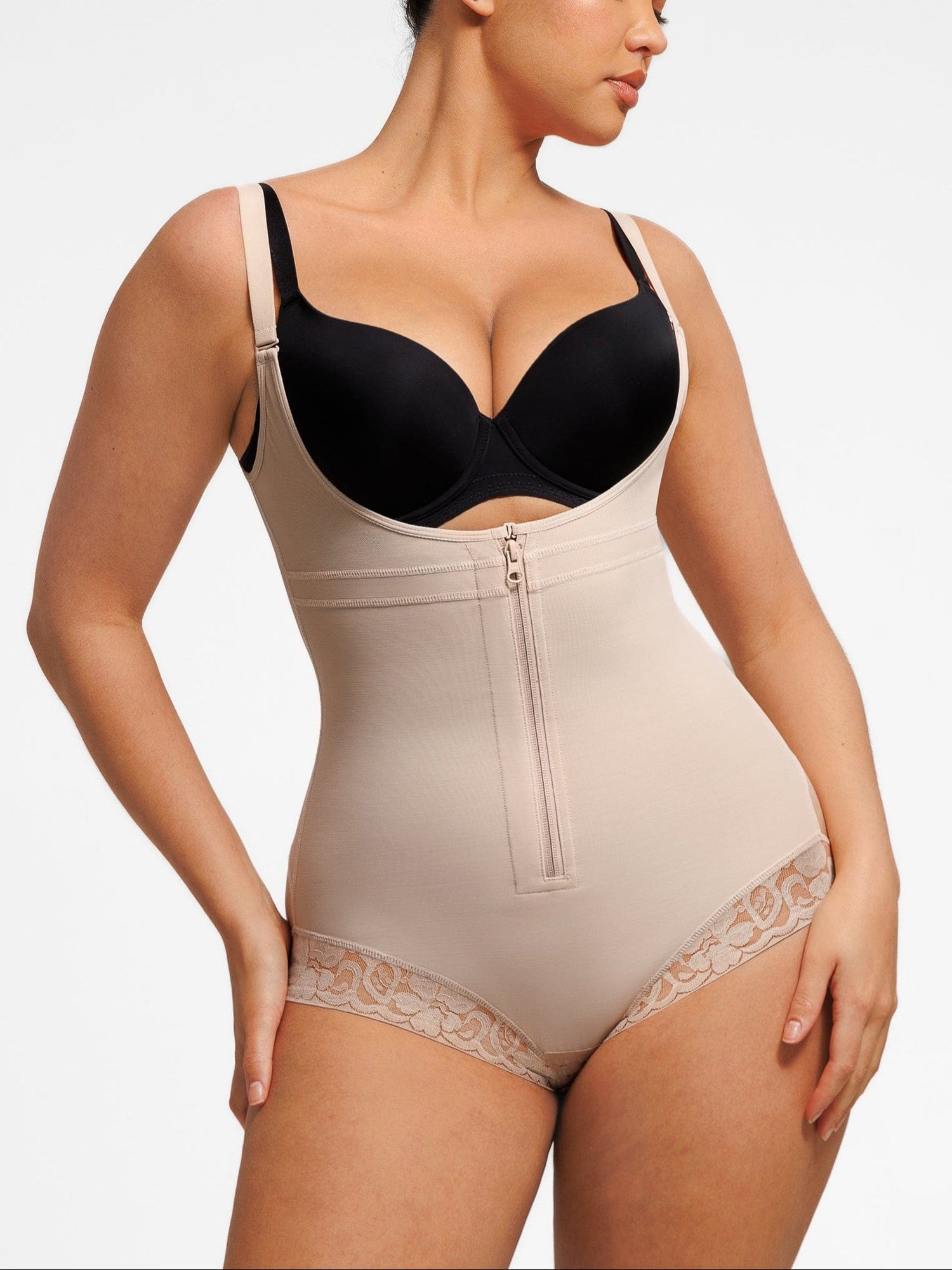 Bust-Lifting Lace Shapewear with Zipper